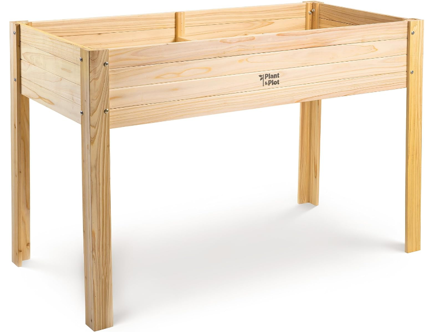 Wooden Raised Garden Bed with Legs for Outdoor // 48×24×33in Elevated Planter Box for Vegetables, Flowers // Large Wood Raised Beds for Backyard Patio Gardening