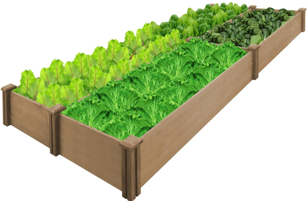 8x4Ft Raised Garden Bed – Planter Box for Outdoor Plants, Fir Wood Garden Beds for Vegetable, Herb, and Flower Cultivation – Easy Assemble