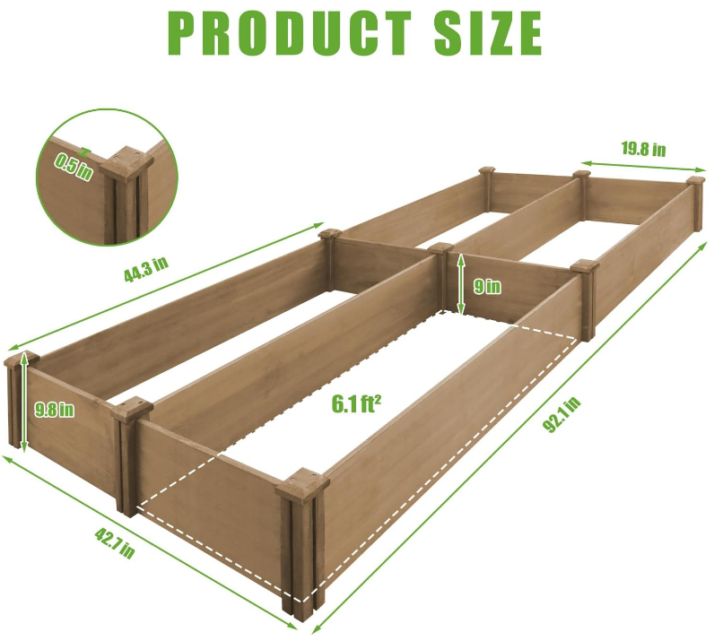 8x4Ft Raised Garden Bed – Planter Box for Outdoor Plants, Fir Wood Garden Beds for Vegetable, Herb, and Flower Cultivation – Easy Assemble