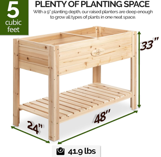 Growing Cedar Raised Planter Box with Legs – Elevated Wood Raised Garden Bed Kit – Grow Herbs and Vegetables Outdoors – Naturally Rot-Resistant - Unmatched Strength Lasts Years (4x2)
