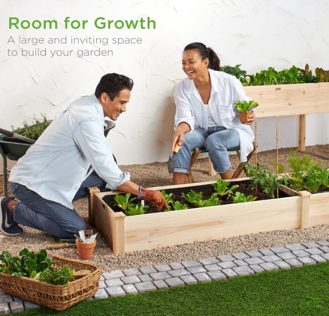Best Choice Products 8x2ft Outdoor Wooden Raised Garden Bed Planter for Vegetables, Grass, Lawn, Yard - Natural