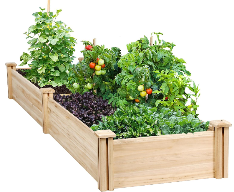 8×2ft Wooden Horticulture Raised Garden Bed Divisible Elevated Planting Planter Box for Flowers/Vegetables/Herbs in Backyard/Patio Outdoor, Natural Wood, 97 x 25 x 11in