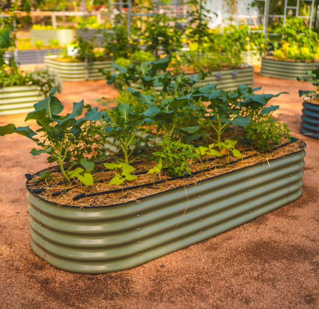 garden Raised Garden Bed Kits, 17" Tall 6 in 1 Modular Metal Raised Planter Bed for Vegetables Flowers Patio Ground Planter Box-Olive Green