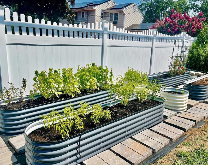 Vego garden Raised Garden Bed Kits, 17" Tall 9 in 1 8ft X 2ft Metal Raised Planter Bed for Vegetables Flowers Ground Planter Box-Modern Gray
