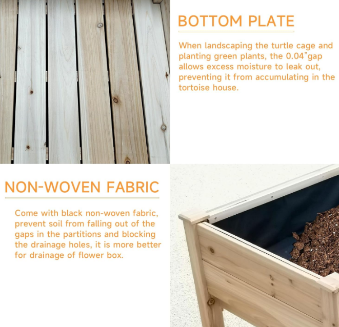 48x24x30in Raised Garden Bed, Elevated Wood Planter Box w/Storage Shelf, Protective Liner- Natural