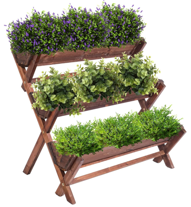 Vertical Raised Garden Bed, Freestanding Elevated Garden Planters with Drain Holes, 3 Tier Wooden Planter Box Container for Vegetables Flower Herb Outdoor Indoor Gardening