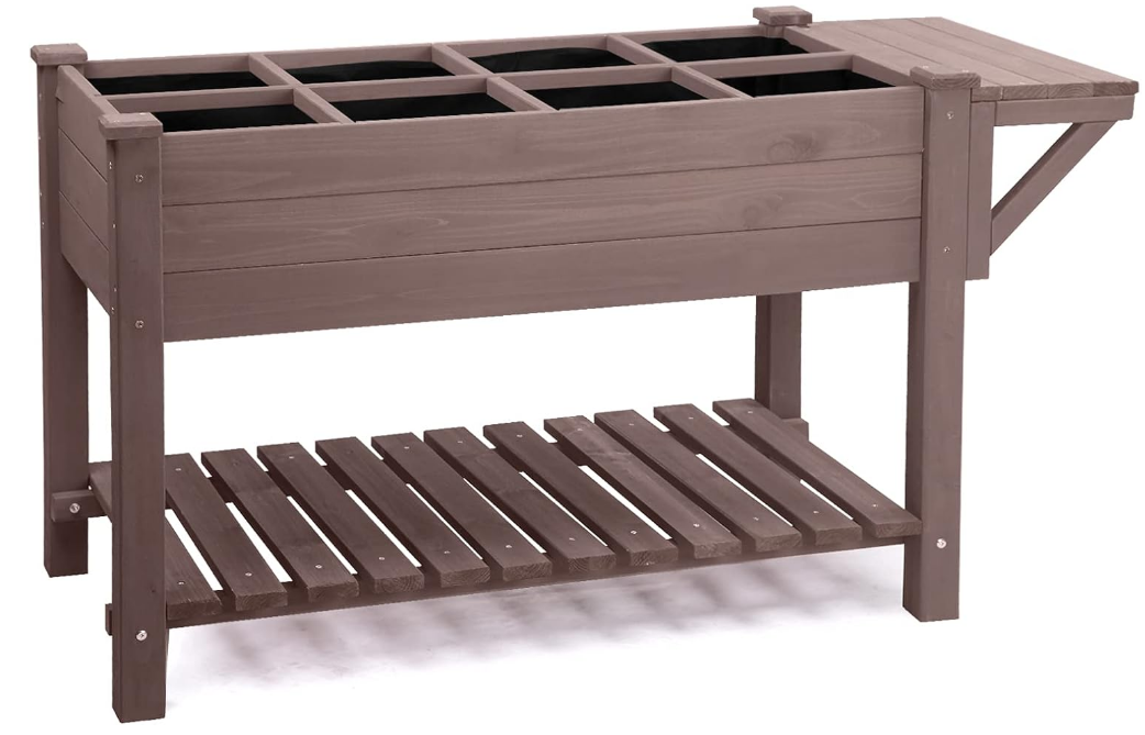 52.7x22x30in Raised Garden Bed, Elevated Wood Planter Box Stand for Outdoor Gardening, Liner Included, 230lbs Capacity