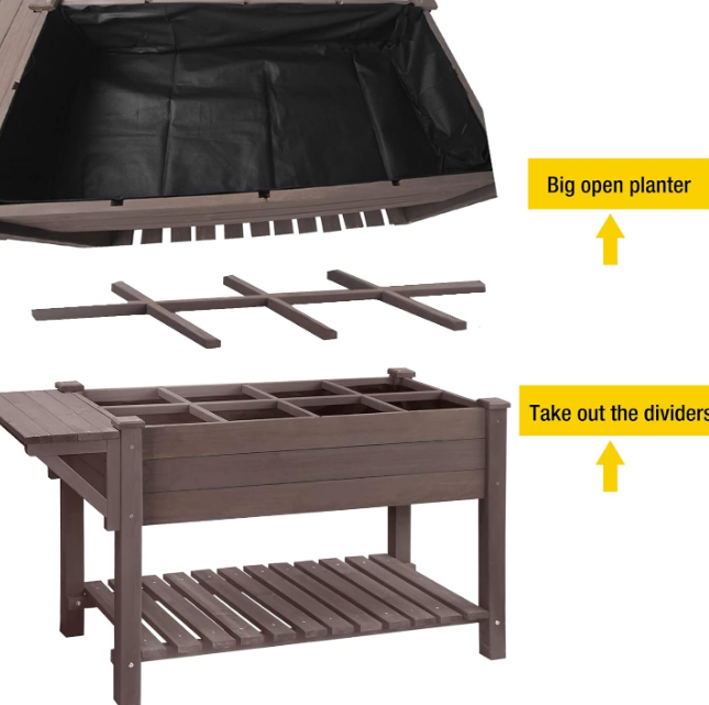 52.7x22x30in Raised Garden Bed, Elevated Wood Planter Box Stand for Outdoor Gardening, Liner Included, 230lbs Capacity