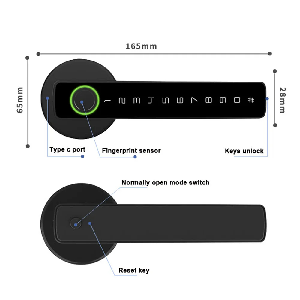 Neues Design Tuya Ble Fernbedienung Smart Door Elektronisches Schloss Finger abdruck Türgriff Digital Keyless Lock Passwort