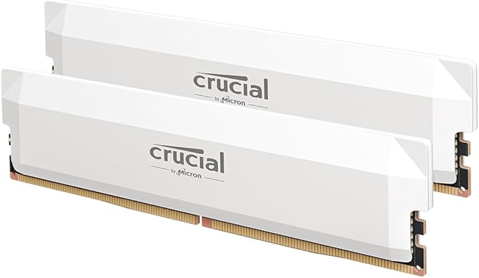 Crucial Pro DDR5 RAM 32GB Kit (2x16GB) 6000MHz CL36, Overclocking Gaming, Intel XMP 3.0 / AMD Expo, PC Computer Arbeitsspeicher 32GB DDR5, Weiß - CP2K16G60C36U5W