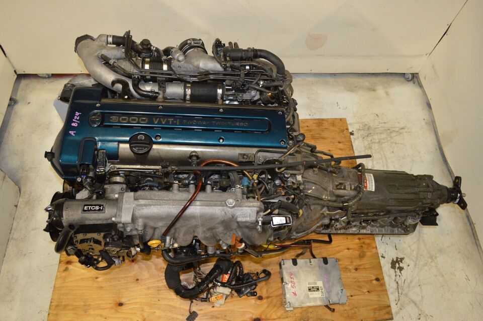 JDM Toyota 2JZGTE VVTi Motor 3.0L DOHC Twin Turbo 2JZ Engine Auto Trans Wire Ecu