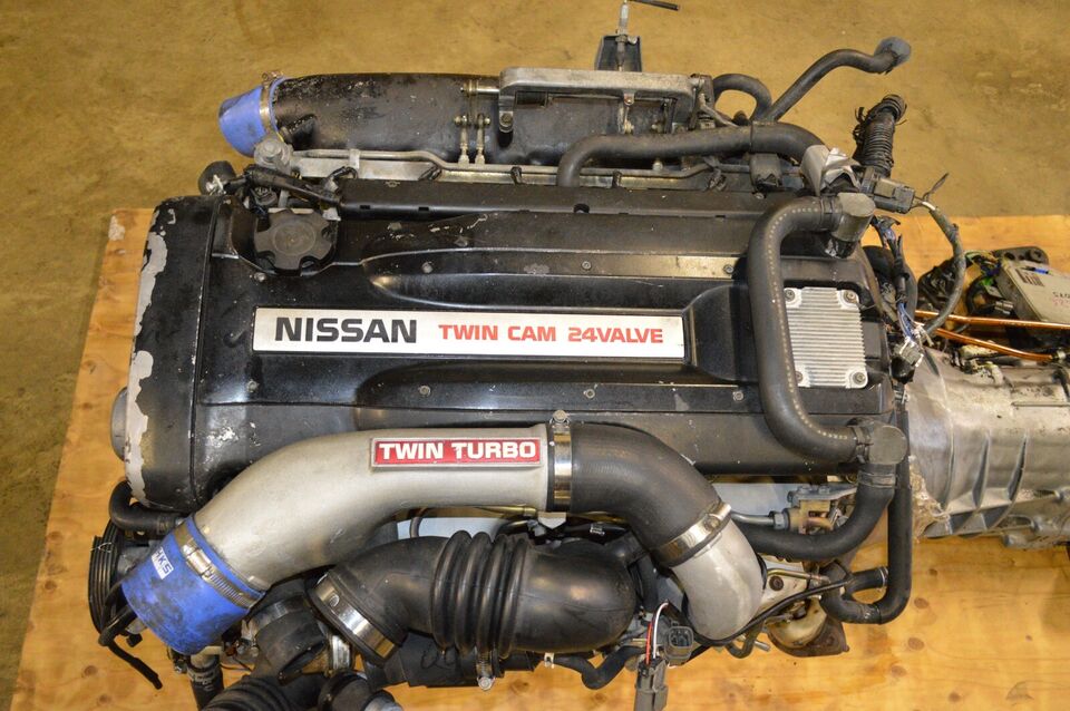 JDM NISSAN RB26 DETT R32 SKYLINE TWIN TURBO ENGINE 5-SP AWD TRANS, WIRING, ECU.