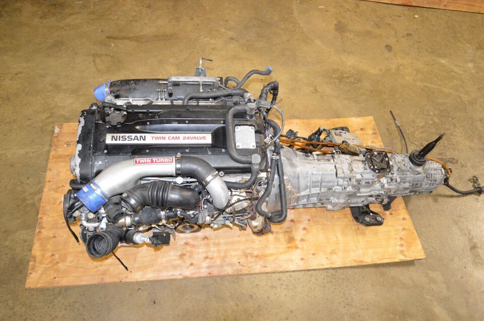 JDM NISSAN RB26 DETT R32 SKYLINE TWIN TURBO ENGINE 5-SP AWD TRANS, WIRING, ECU.