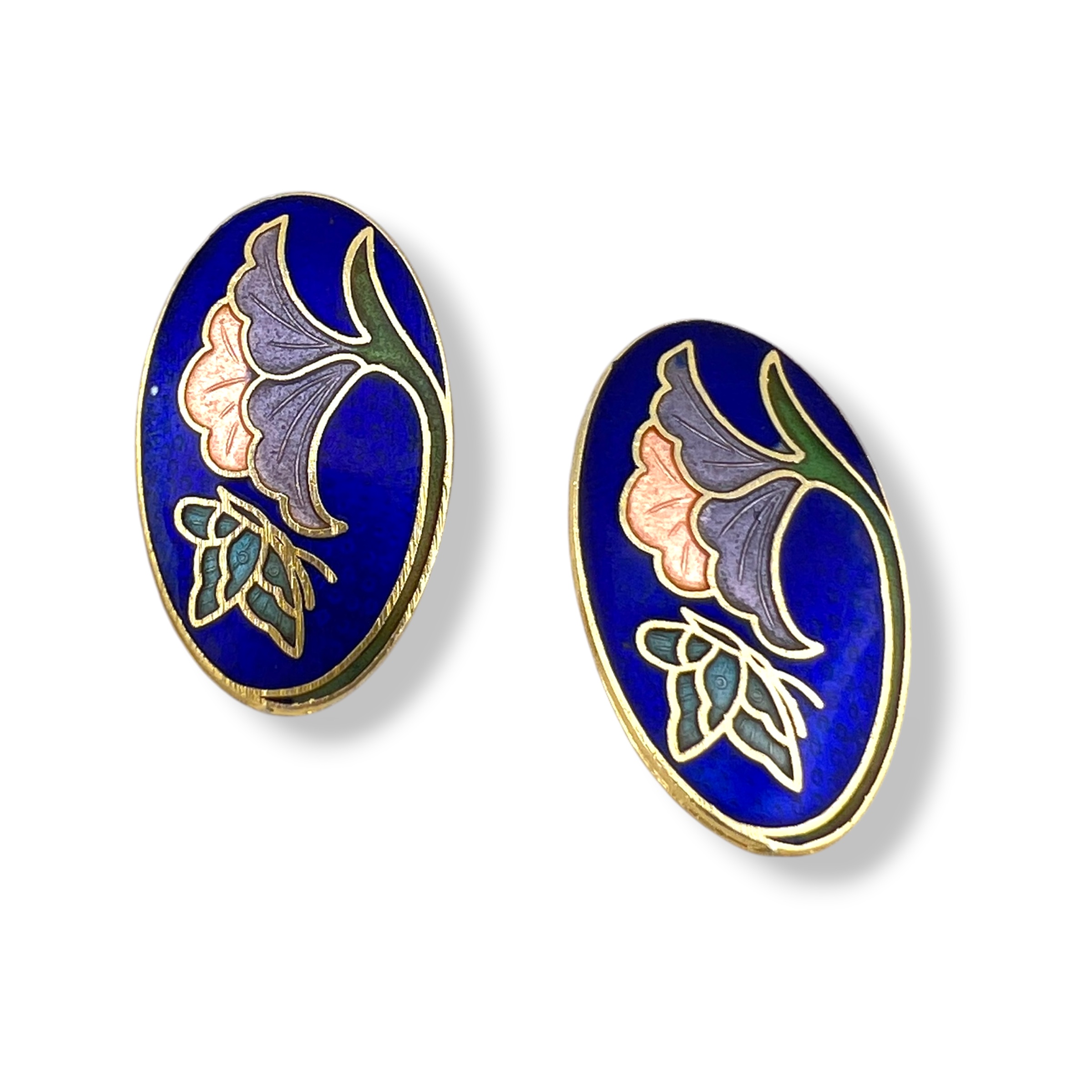 Vintažiniai Cloisonné auskarai – mėlyna elegancija