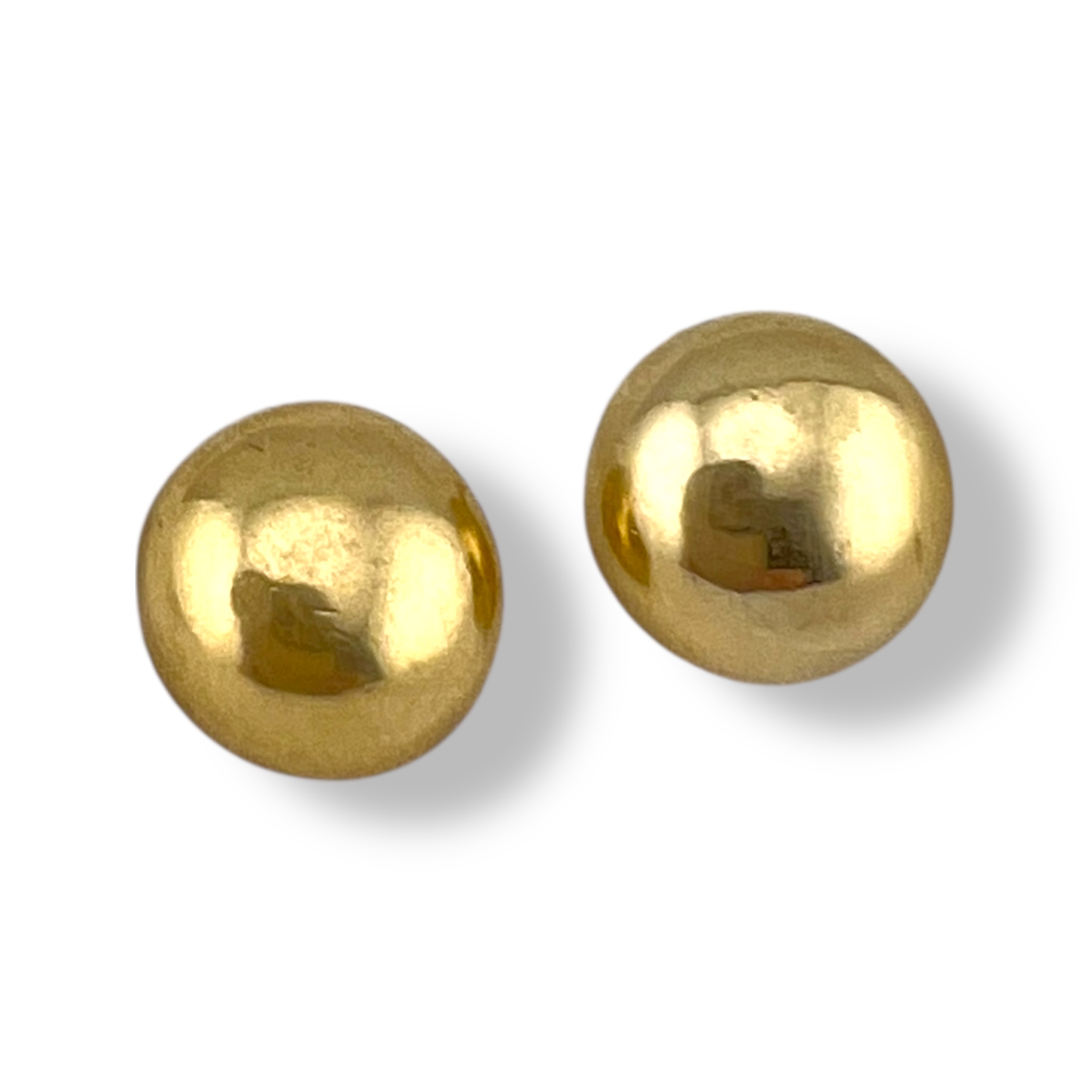 Vintažiniai aukso spalvos auskarai klipsai -burbuliukai su „M“ žyma