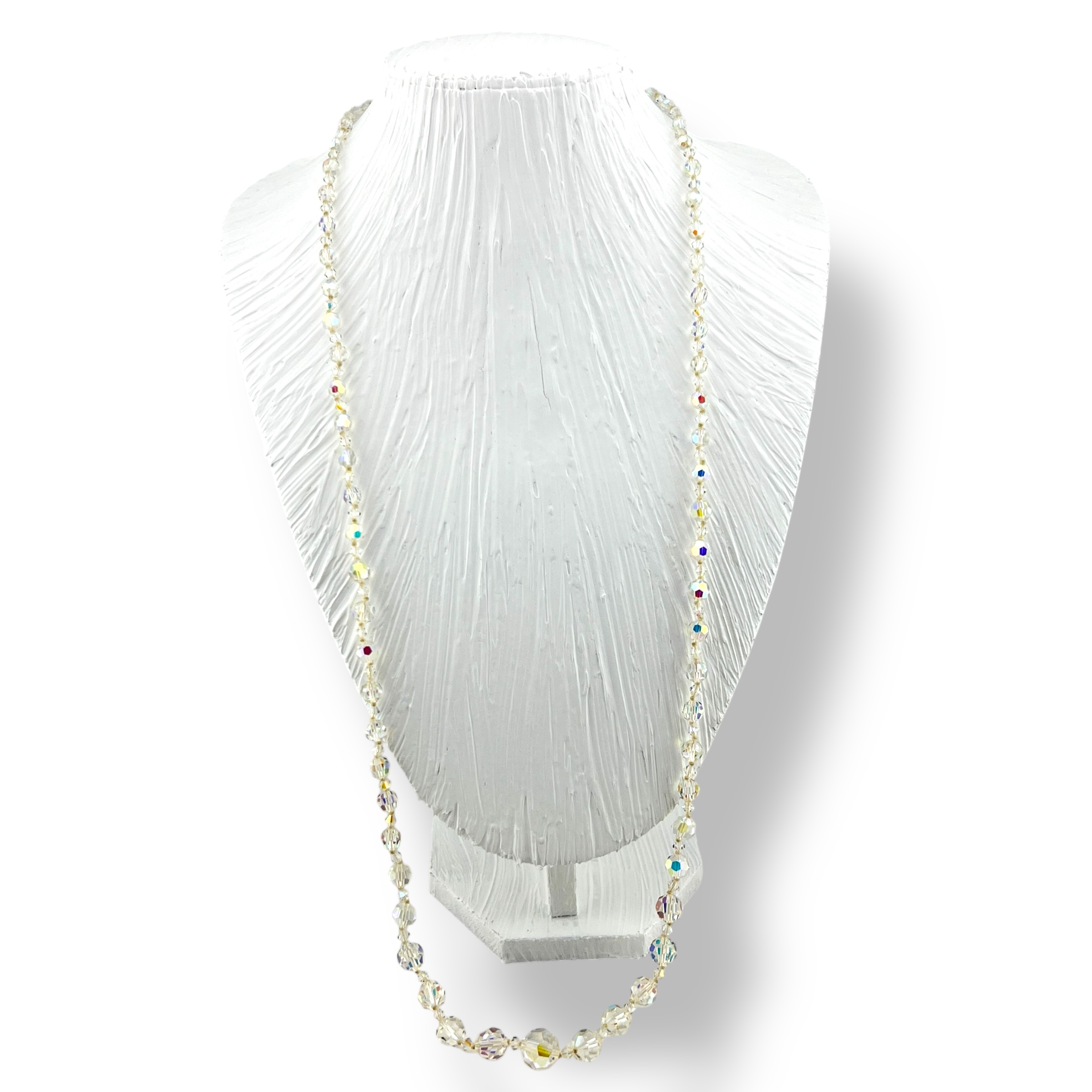 Ilgas vintažinis „Aurora Borealis“ kristalų vėrinys