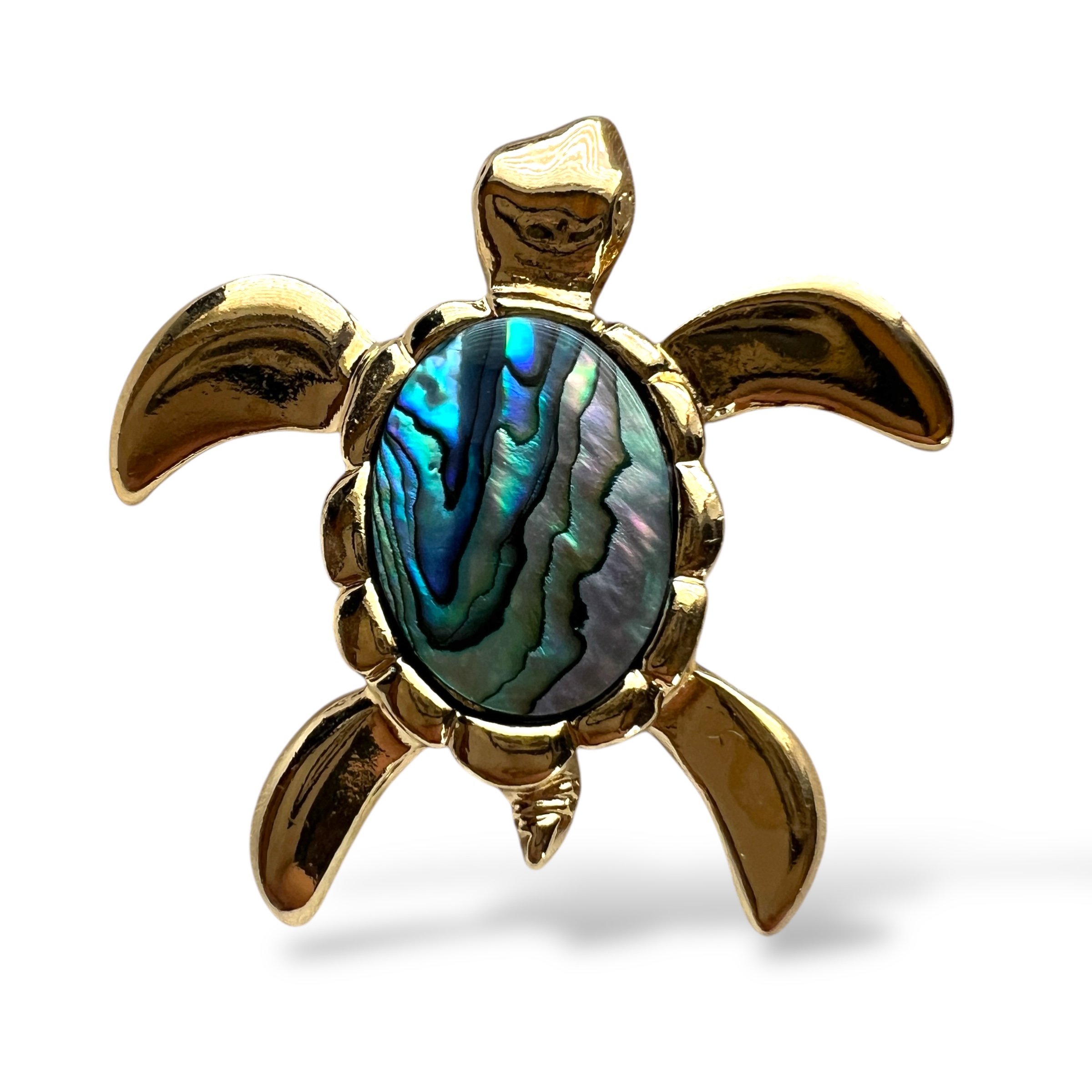 Vintažinė auksuota segė – vežliukas su perlamutru (abalone)