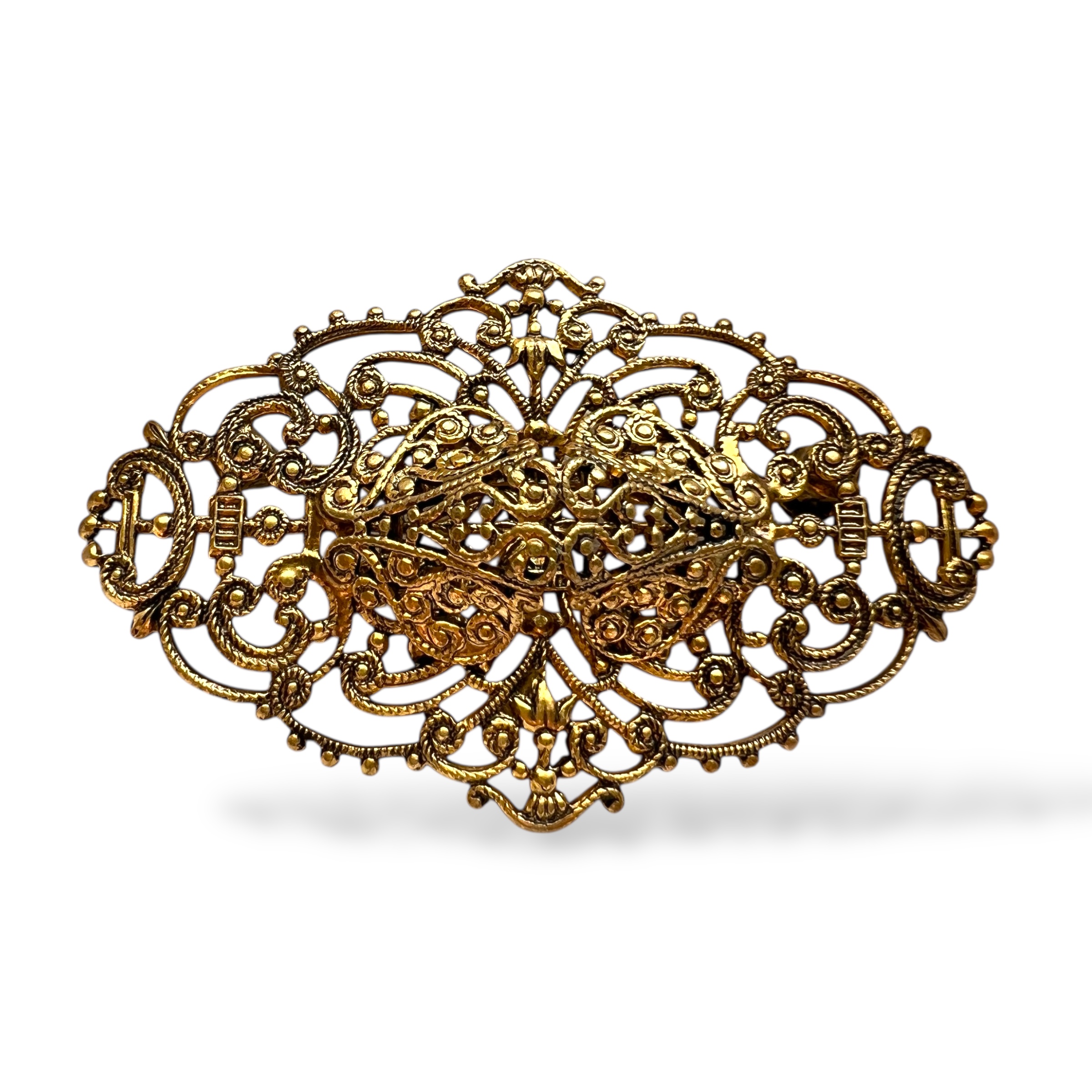 Auksuota filigraninė segė – klasikinis vintažinis darbas