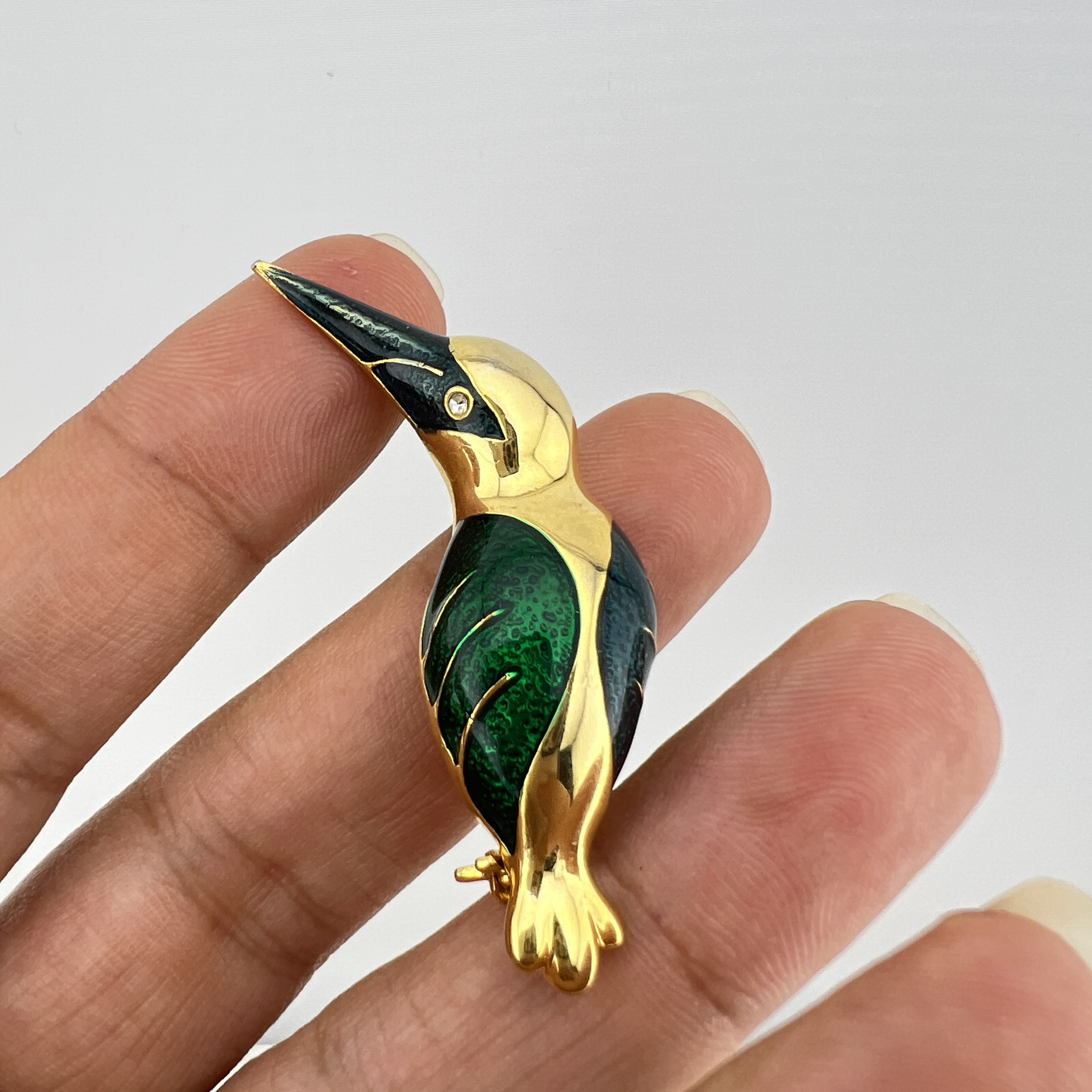 Vintažinė segė „Smaragdinis kolibris“ 🐦✨