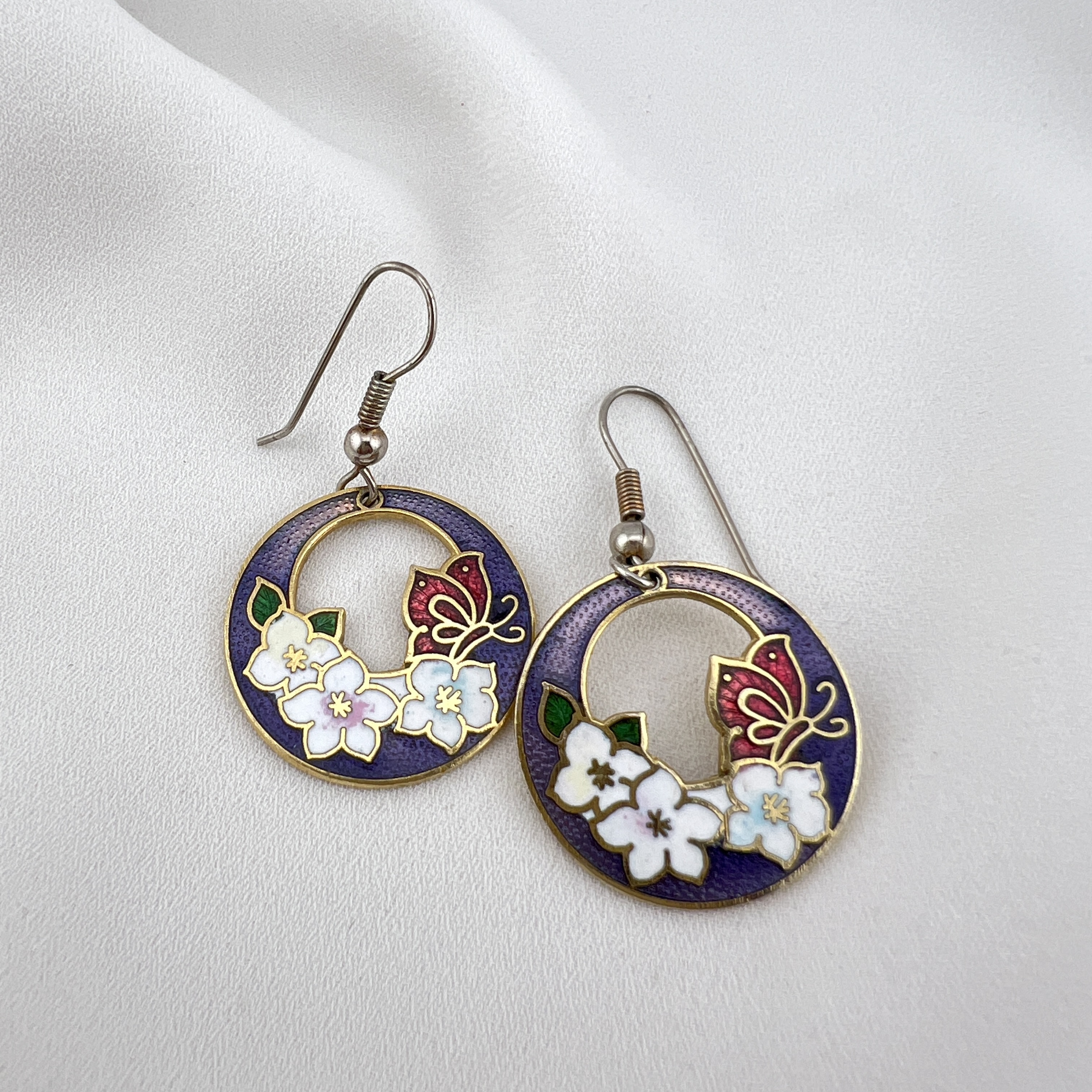 Vintažiniai Cloisonné auskarai – spalvotas pavasaris kiekvieną dieną