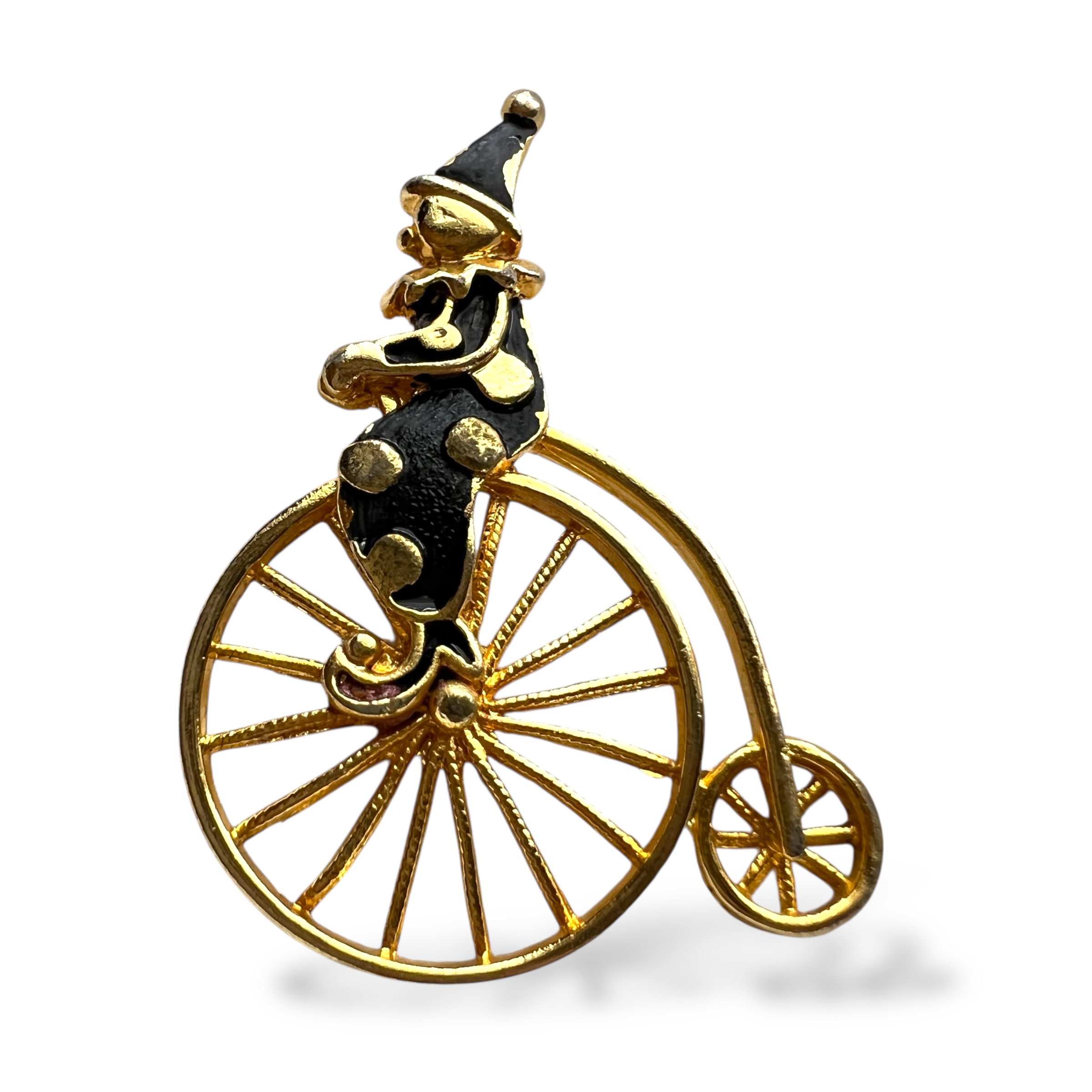 Vintažinė sagė „Cirko klounas ant dviračio“