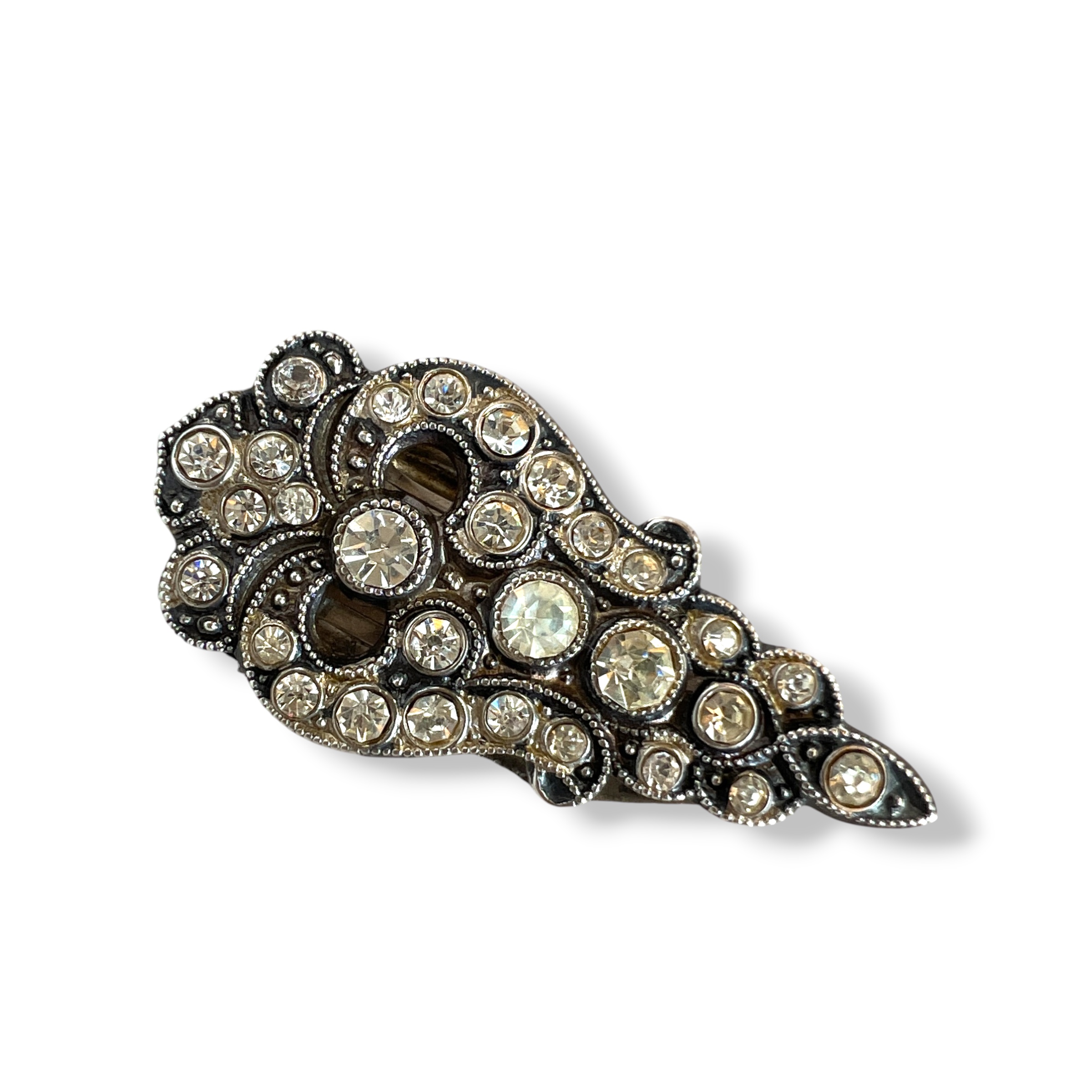 Vintažinis sidabrinis (925) Art Deco Dress Clip su kristalais