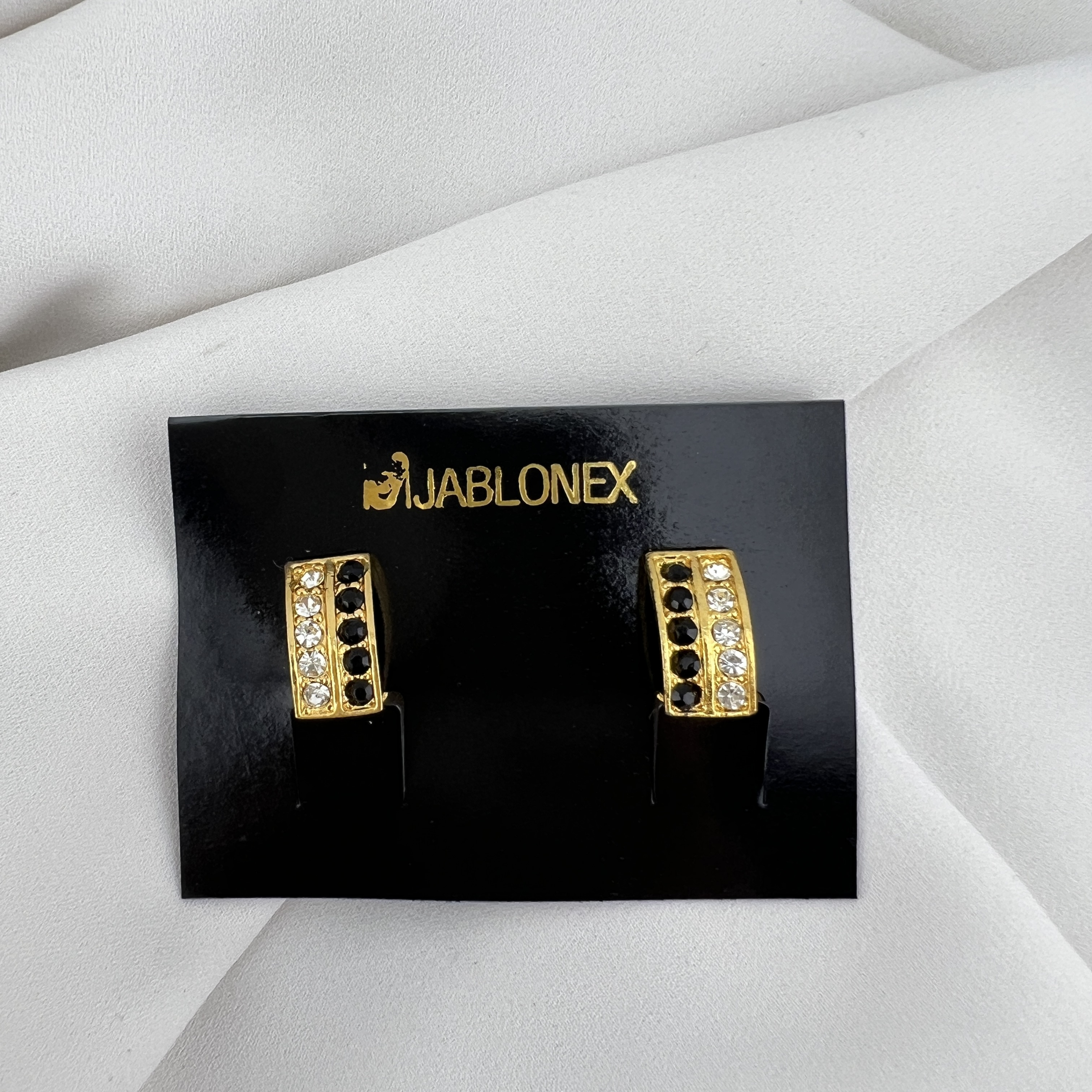 Vintažiniai „Jablonex“ klipsai „Kontrastų elegancija“ ✨🖤