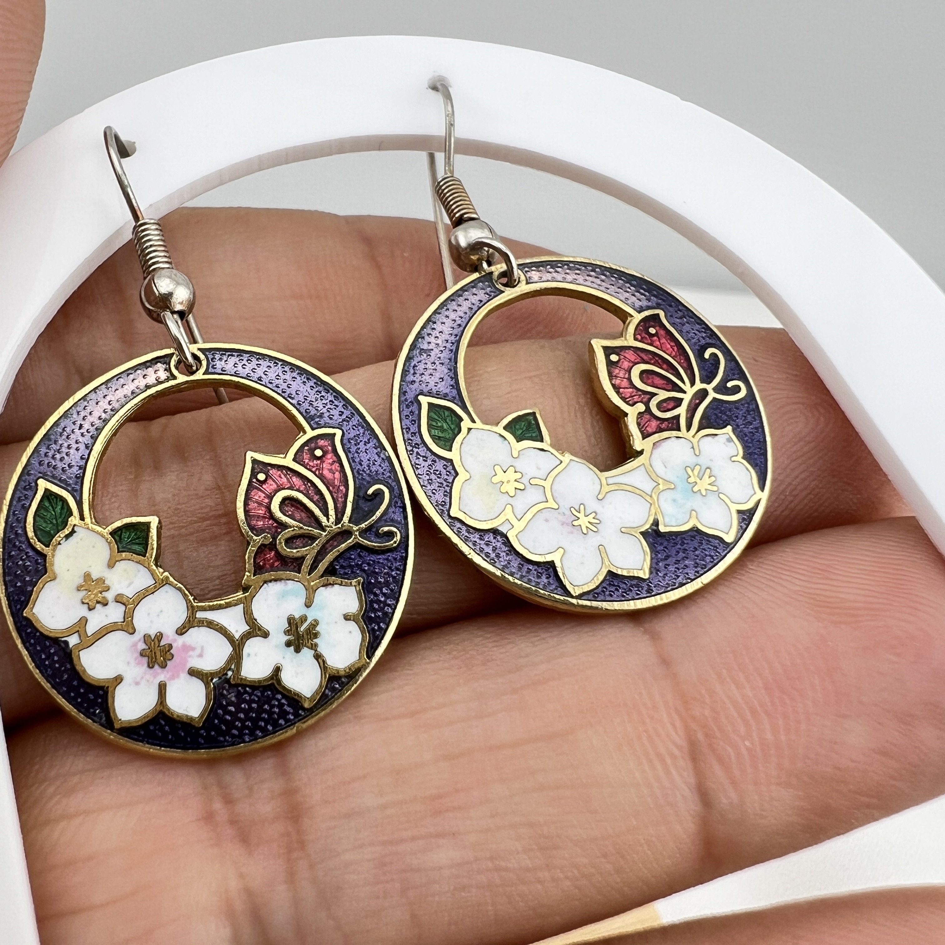 Vintažiniai Cloisonné auskarai – spalvotas pavasaris kiekvieną dieną