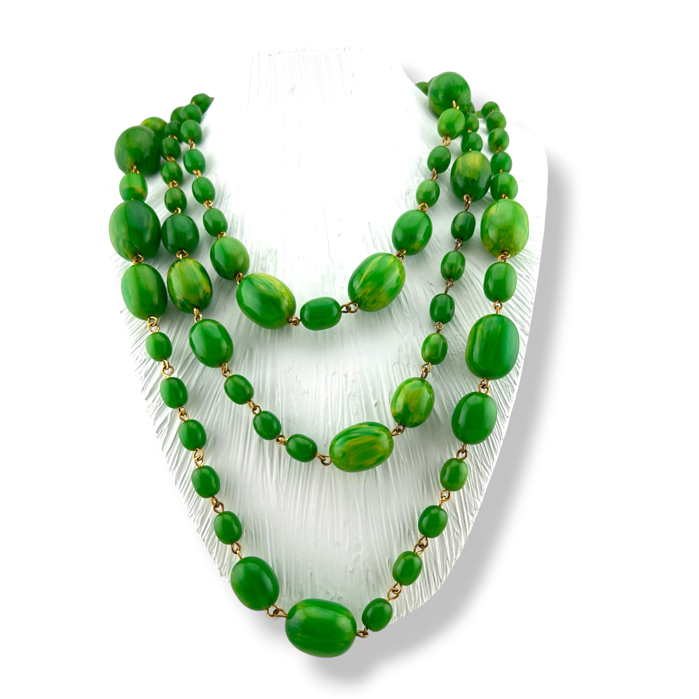 💚 Autentiškas vintažinis Art Deco BAKELITO vėrinys | kolekcinis (190 cm, 230 g)
