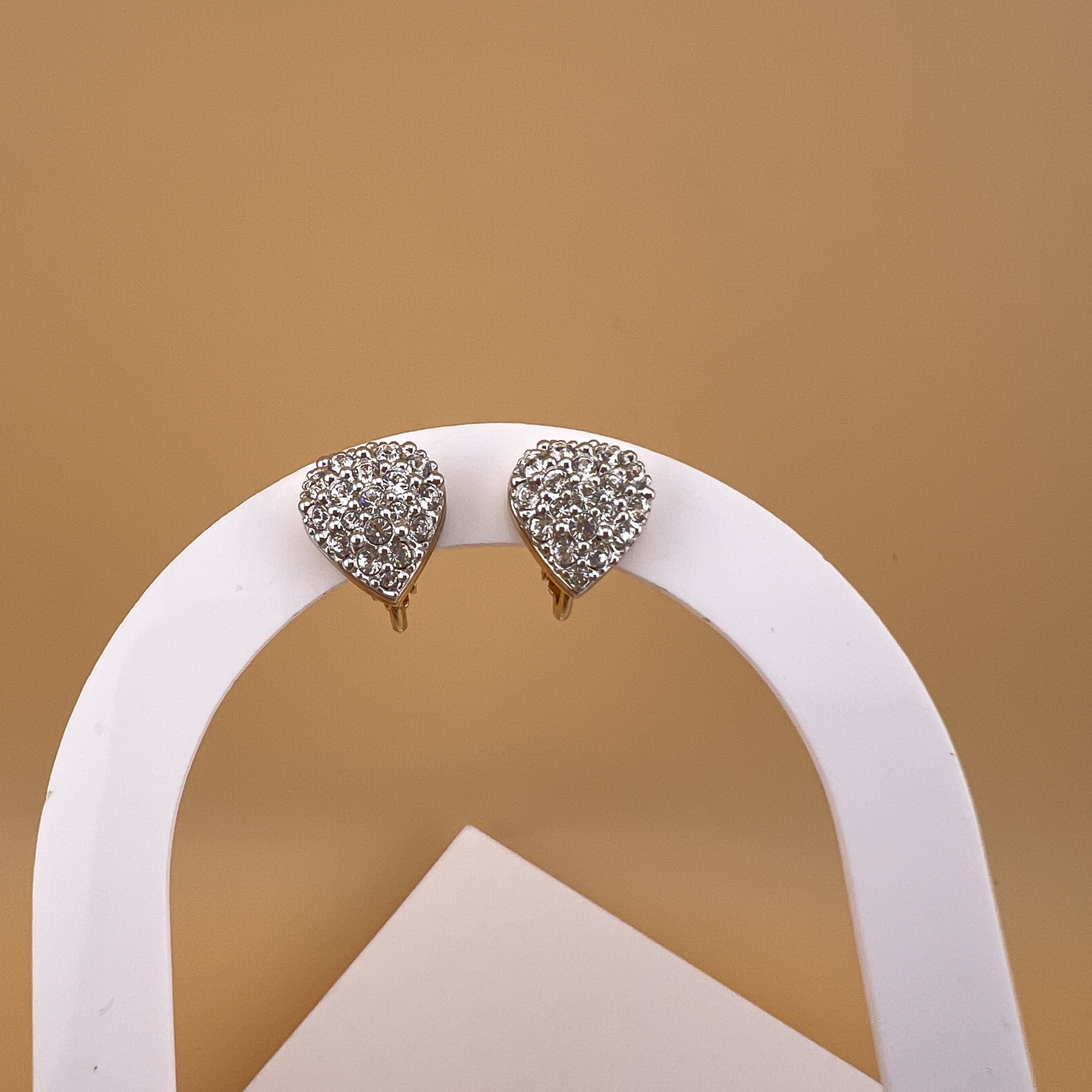 Vintažiniai „Swarovski“ auskarai-klipsai „Širdelės“