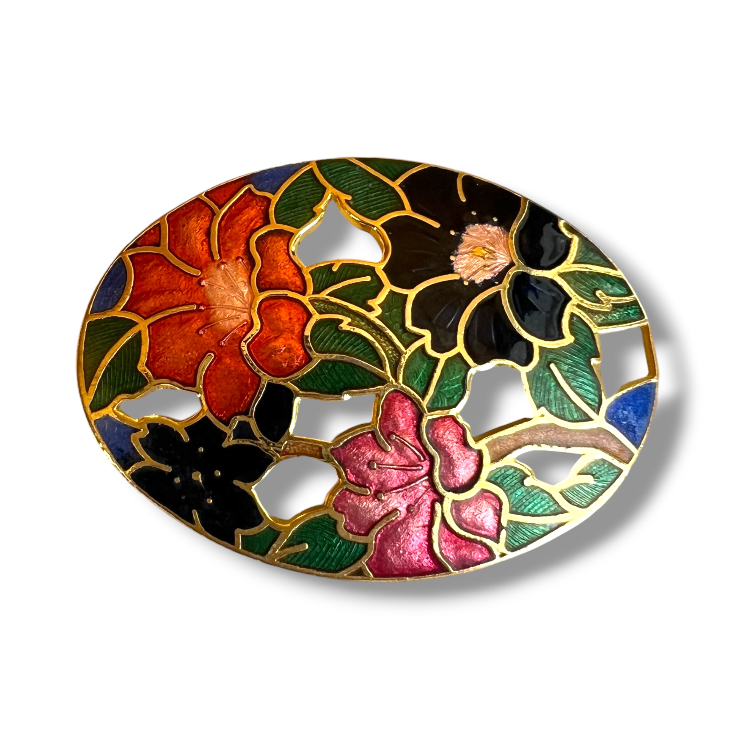 Vintažinė Cloisonné emalio segė ✨
