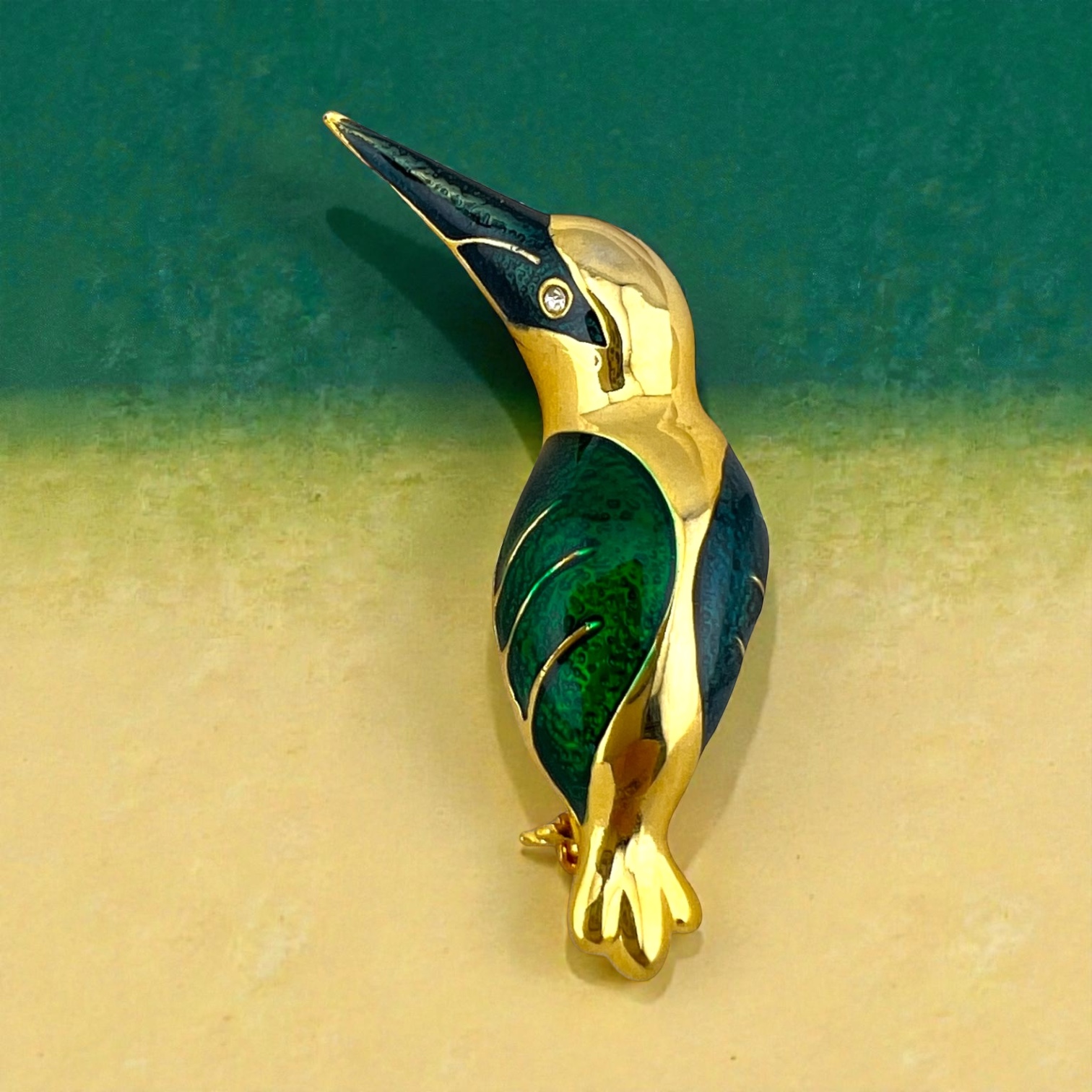 Vintažinė segė „Smaragdinis kolibris“ 🐦✨