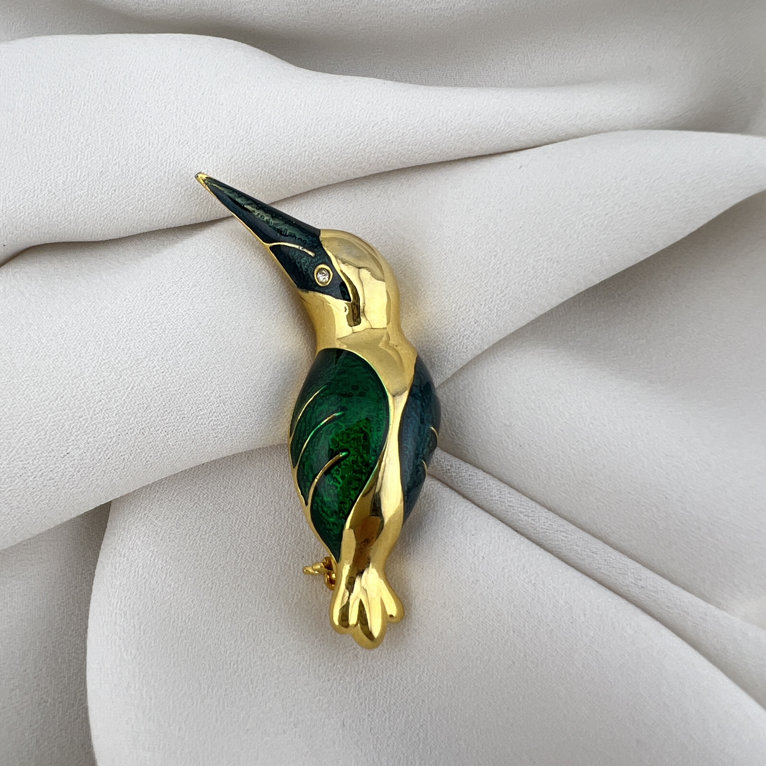 Vintažinė segė „Smaragdinis kolibris“ 🐦✨