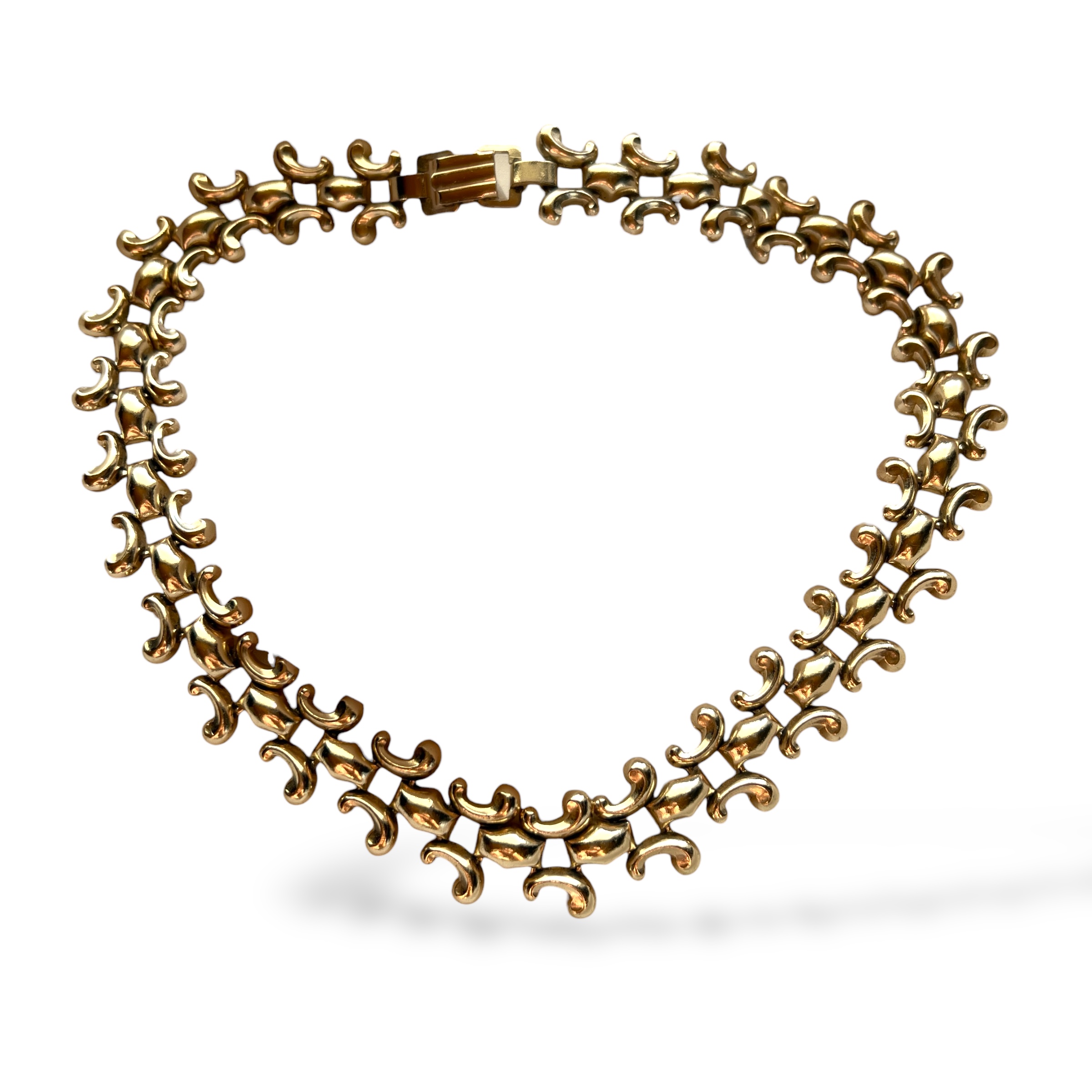 Vintažinis auksu dengtas choker tipo kaklo papuošalas