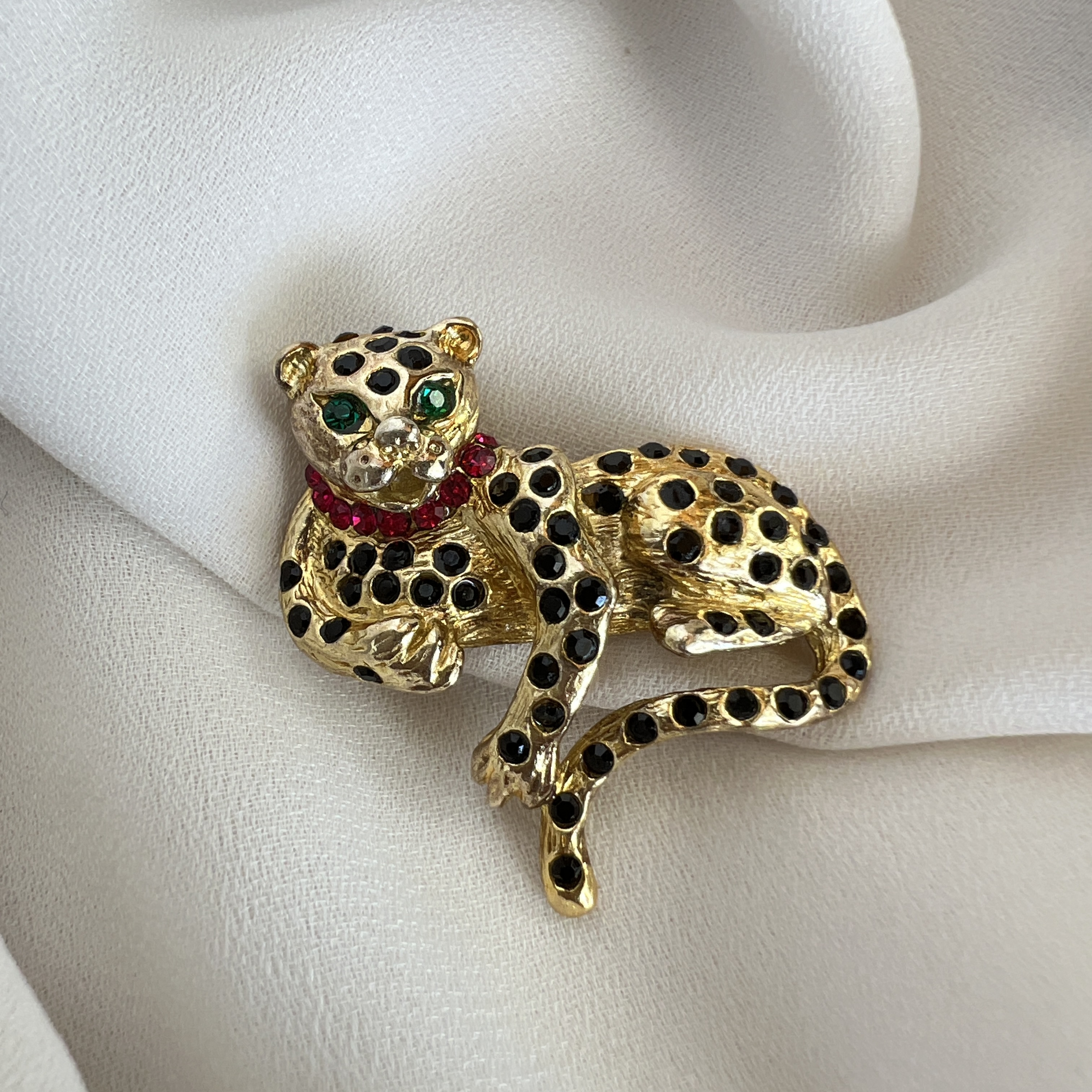 🐆 Kolekcinė sidabrinė (925) EJ leopardo sagė | 1970–1980 m. prabanga
