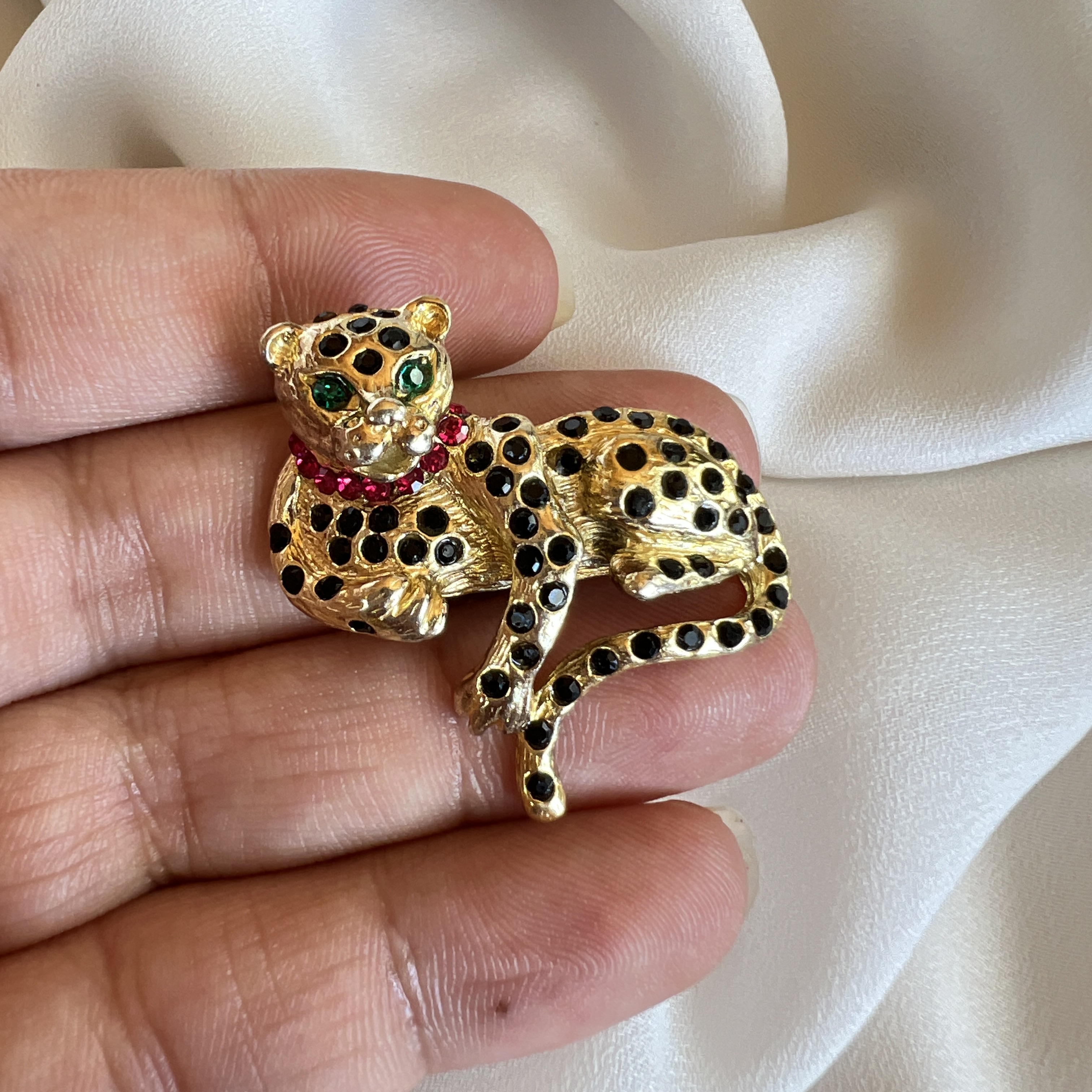 🐆 Kolekcinė sidabrinė (925) EJ leopardo sagė | 1970–1980 m. prabanga