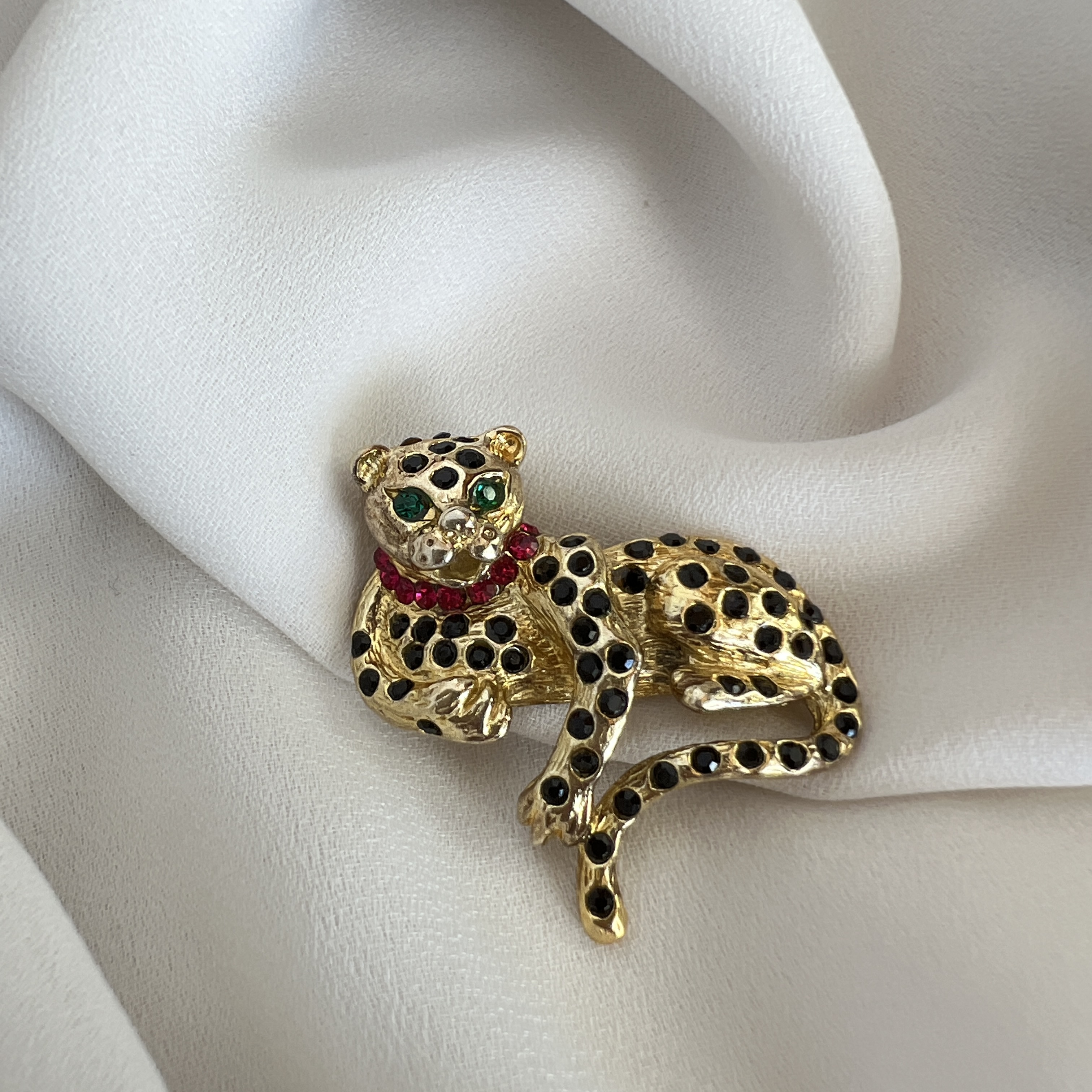 🐆 Kolekcinė sidabrinė (925) EJ leopardo sagė | 1970–1980 m. prabanga