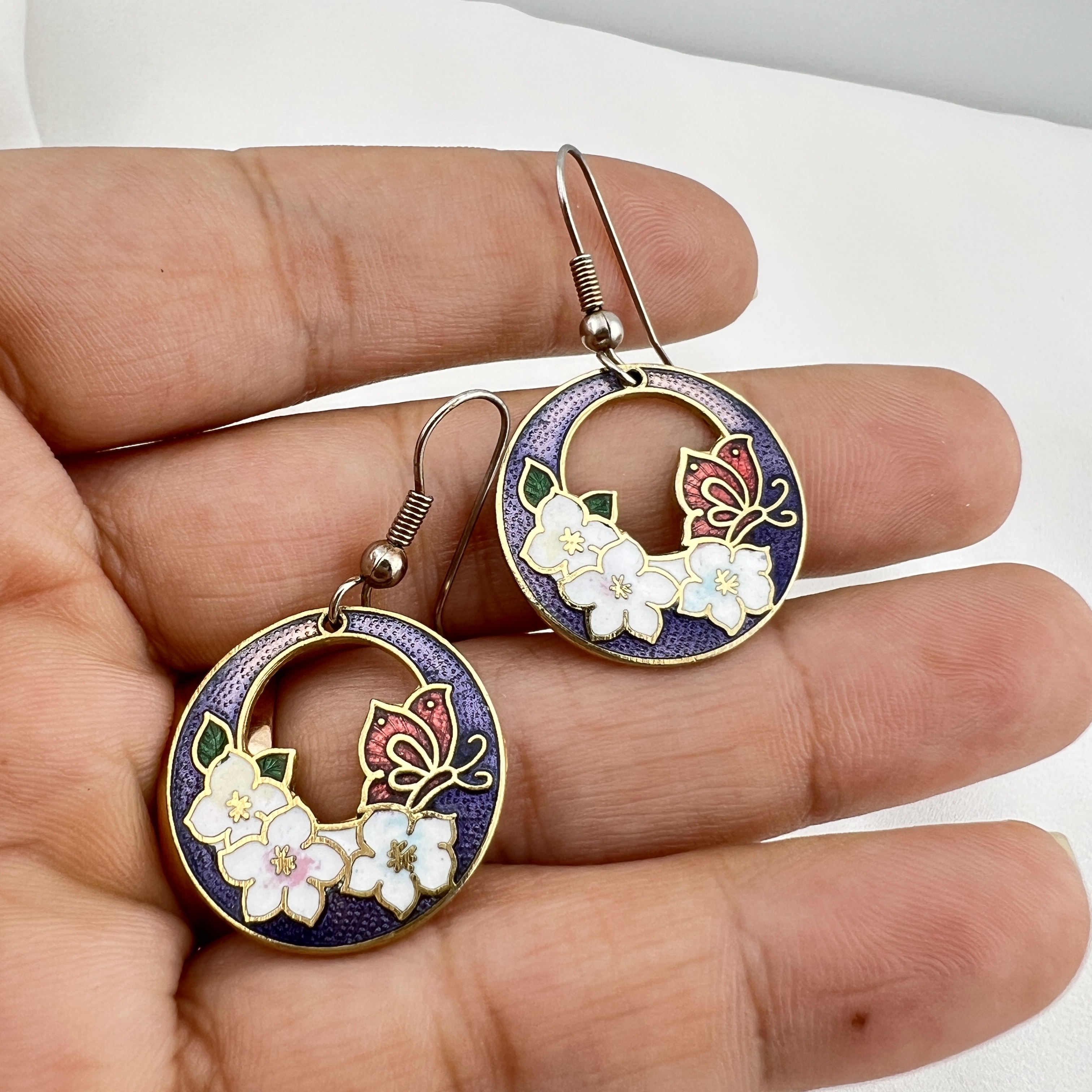 Vintažiniai Cloisonné auskarai – spalvotas pavasaris kiekvieną dieną