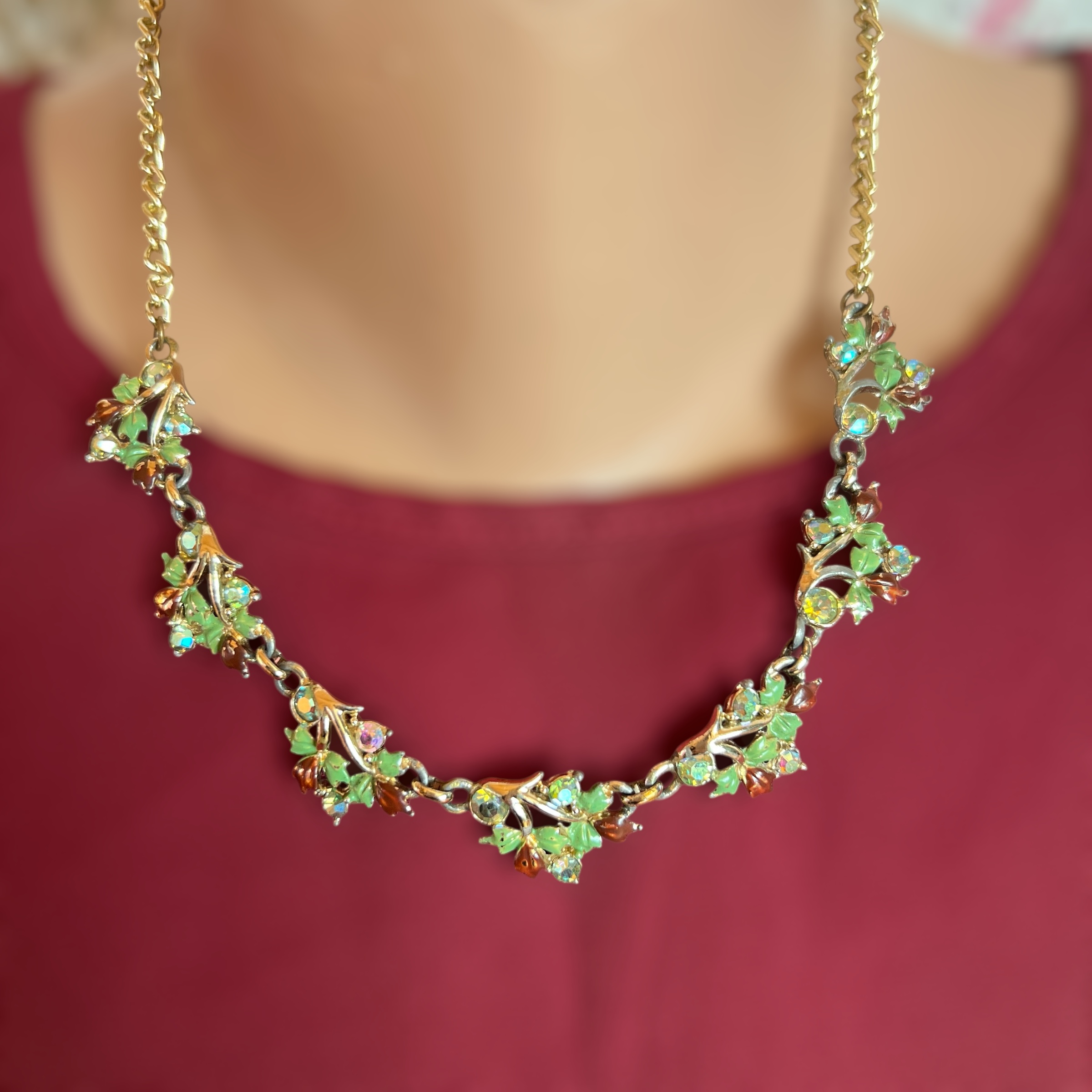 Vintažinis auksu dengtas choker tipo kaklo papuošalas