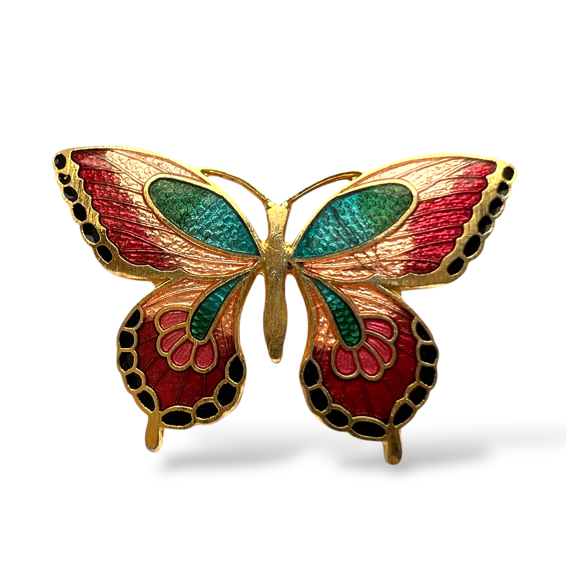 Vintažinė emaliuota drugelio sagė