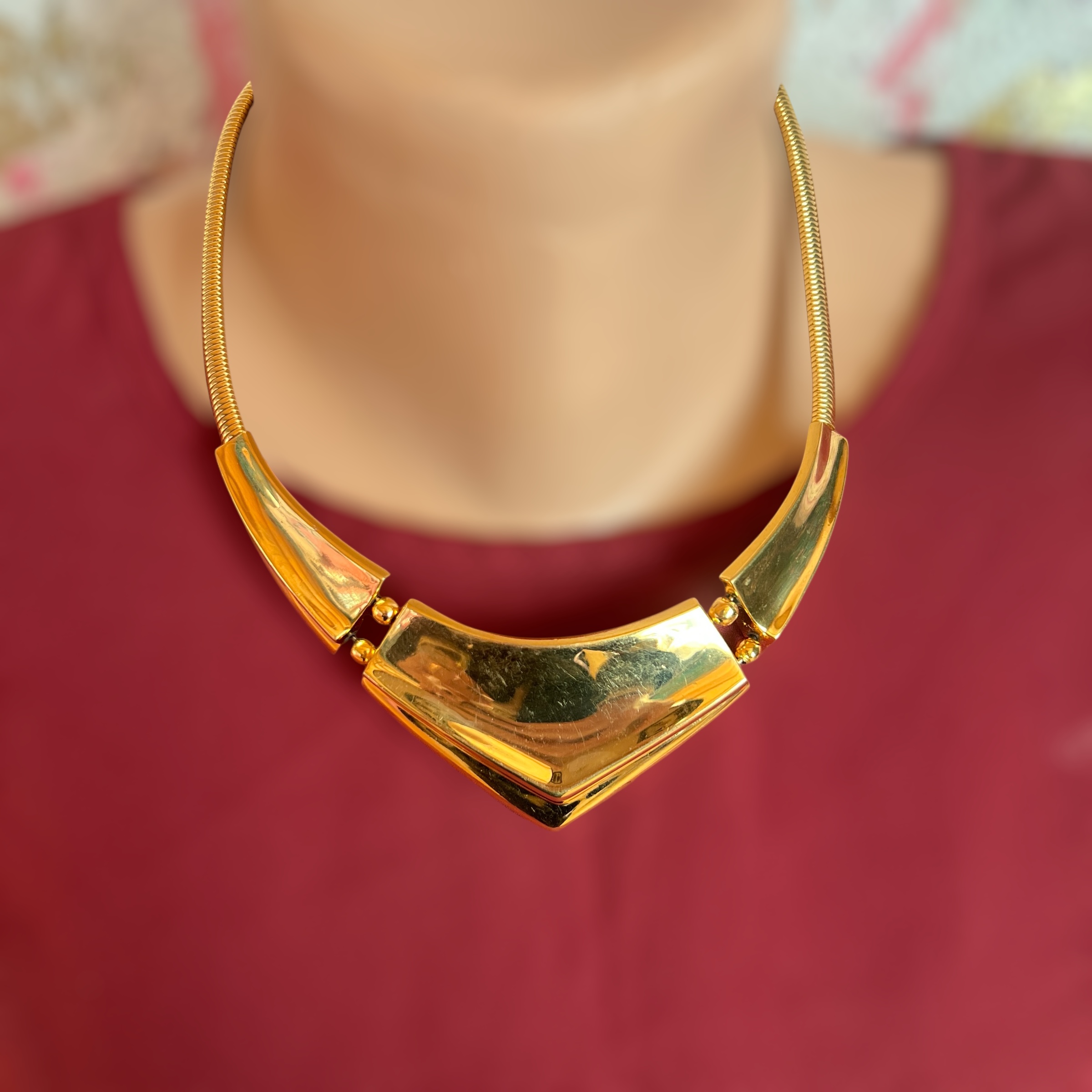 Vintažinis NAPIER auksuotas kaklo papuošalas (choker)