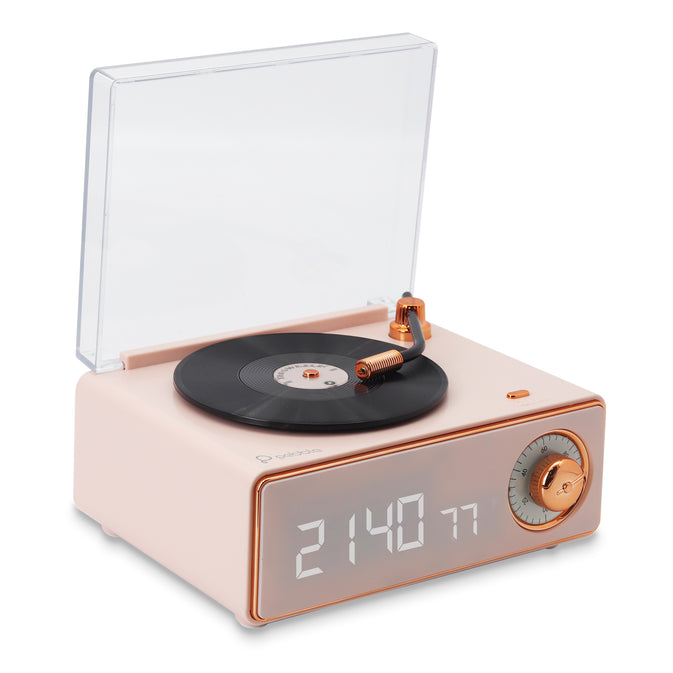 Pebble Disc Retro Bluetooth Speaker with Clock | Vintage Vinyl Design