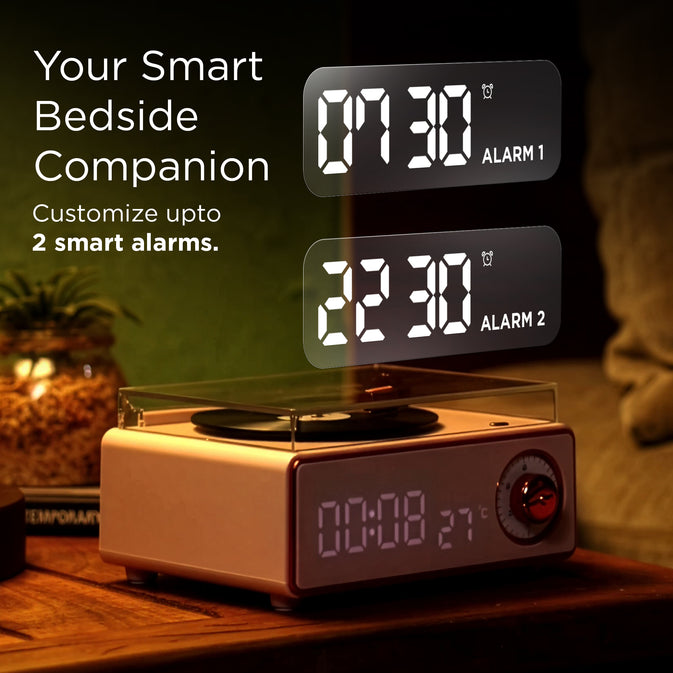 Pebble Disc Retro Bluetooth Speaker with Clock | Vintage Vinyl Design