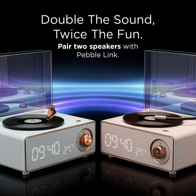 Pebble Disc Retro Bluetooth Speaker with Clock | Vintage Vinyl Design