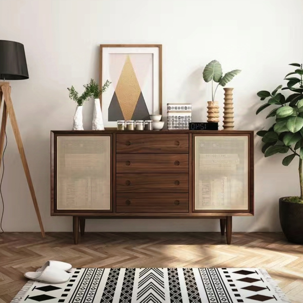 REEDA Rattan Wood Sideboard