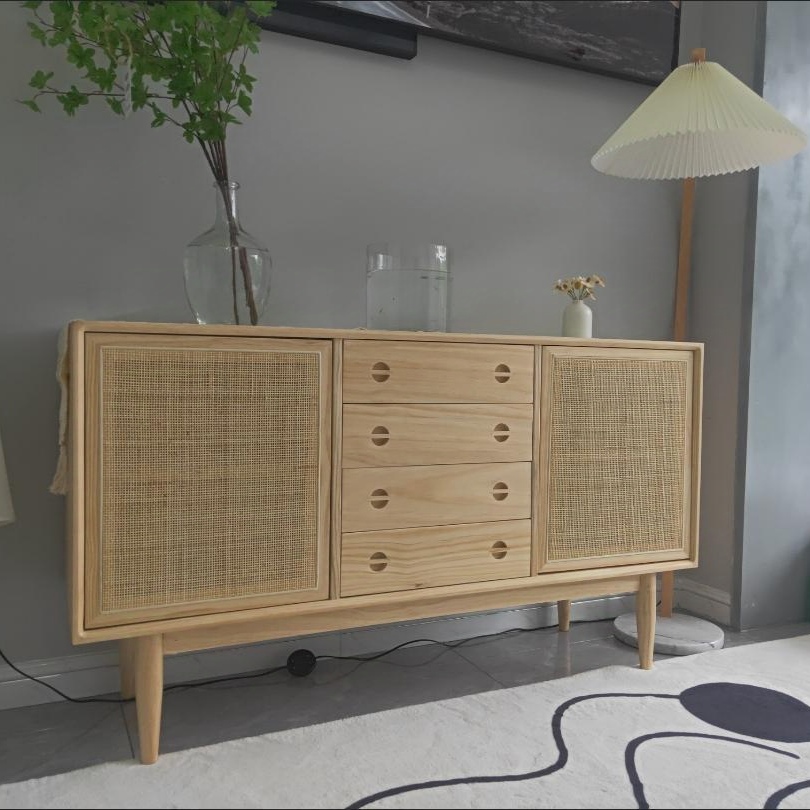 REEDA Rattan Wood Sideboard