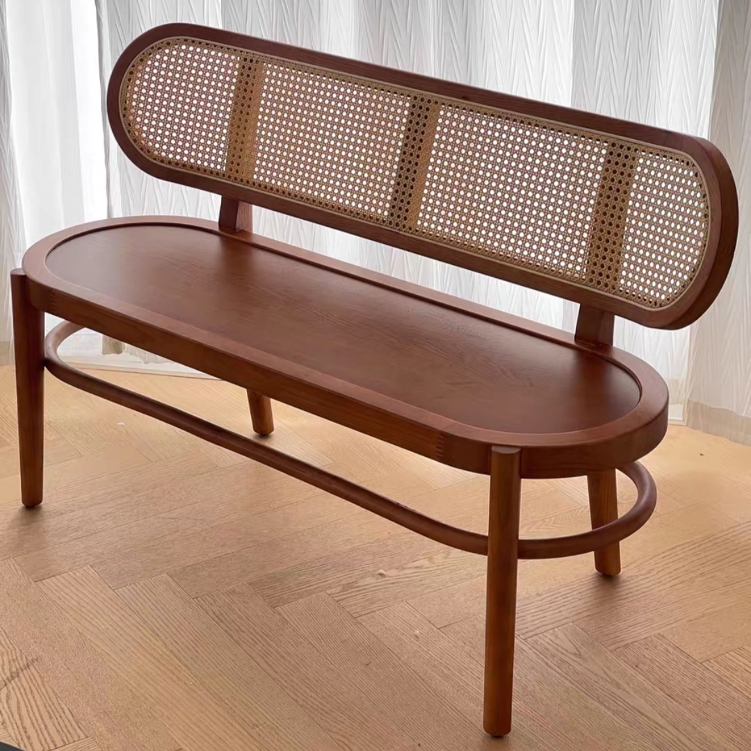 REEDA Rattan AshWood Bench Lounger 