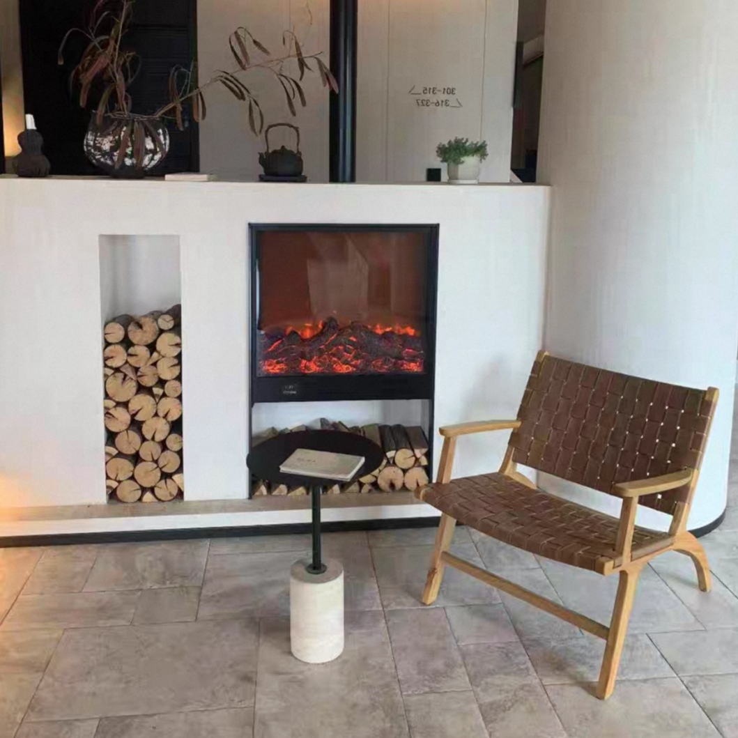 SALLY Wooden Lounge Chair Saddle Leather | Solid Wood Arm Chair Leather