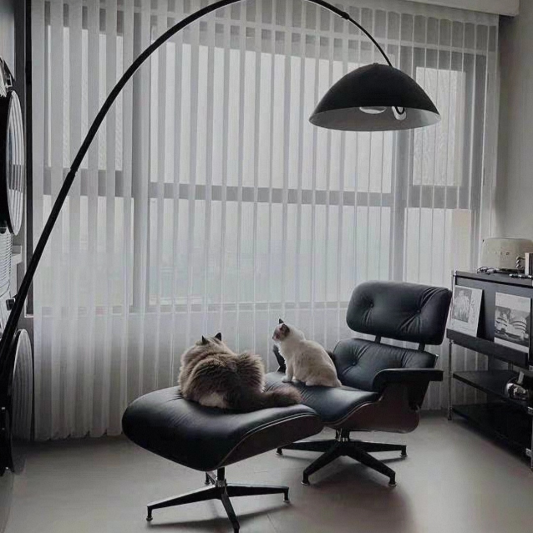 Eames Style Nappa Leather Lounge Chair & Ottoman Set