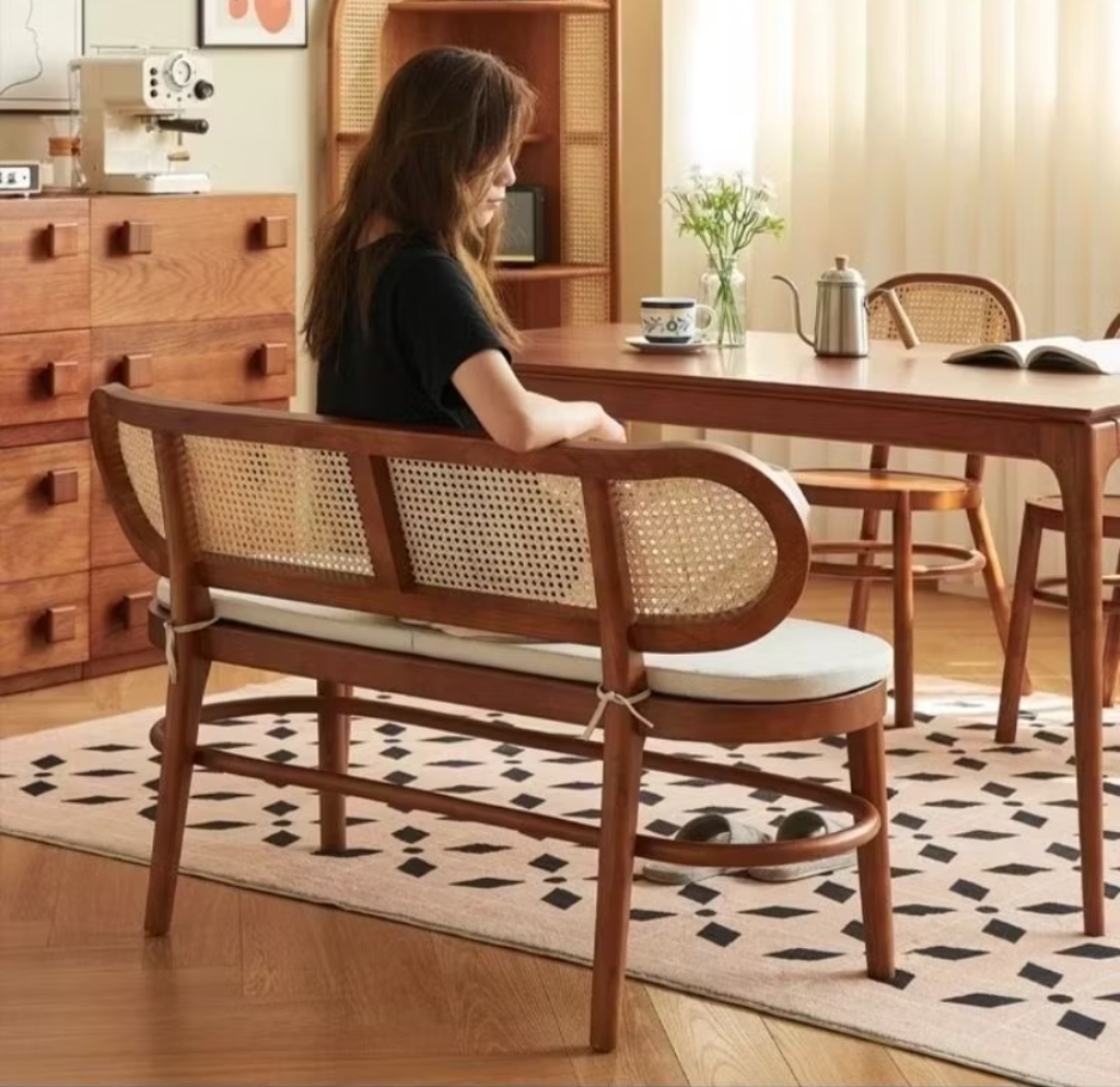 REEDA Rattan AshWood Bench Lounger
